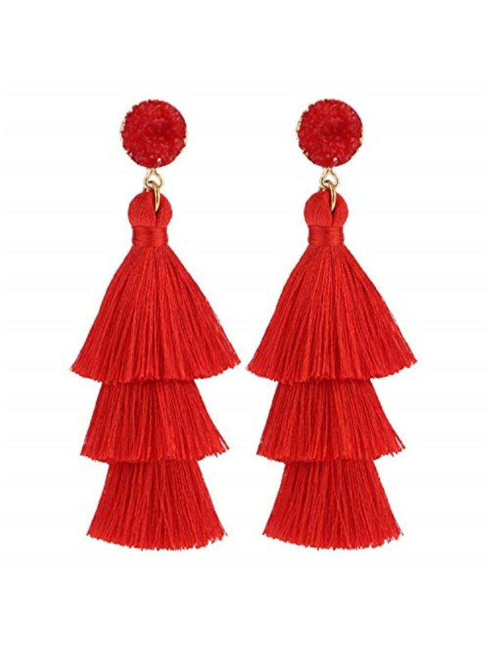 Tassel Earrings Layered Tiered Linear Drop Fashion Trending Earrings